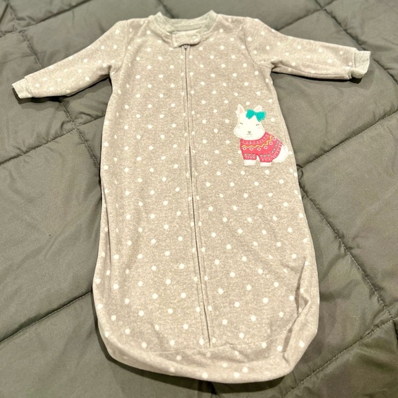 Carter’s Gray Polka Dot Puppy Fleece Sleep Sack 0–9 Months Long Sleeve - Picture 4 of 4